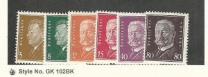 Germany, Postage Stamp, #366, 370, 373-74, 379, 383 Mint Hinged, 1928-32