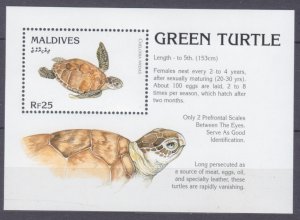 1995 Maldive Islands 2432/B340 Reptiles / Turtles 8,00 €