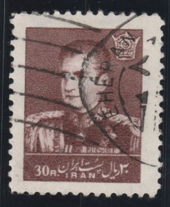 Persian stamp, Scott# 1148 used, 30 rl, chocolate. 1960,  Shah, crown,  #a0027