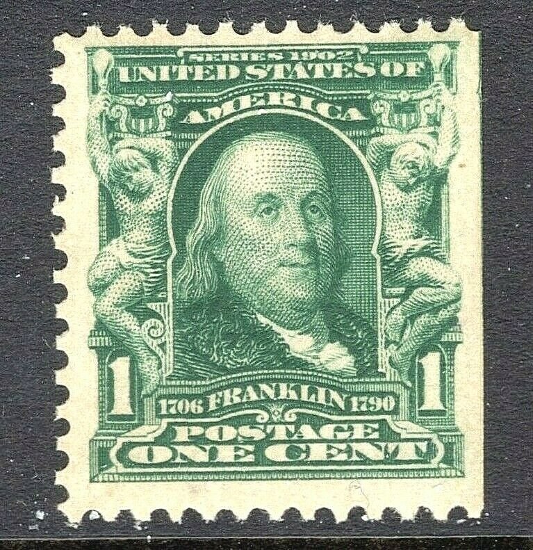 [ST]   US #300 Mint-NH OG ~1902-3 Green 1c Franklin ~ Fresh & Sound  