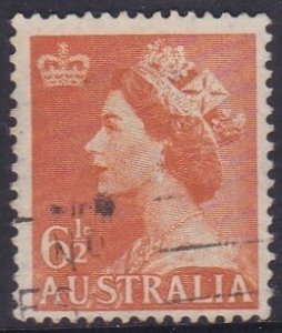 Australia  1953 QE II 3d,  6d orange - used