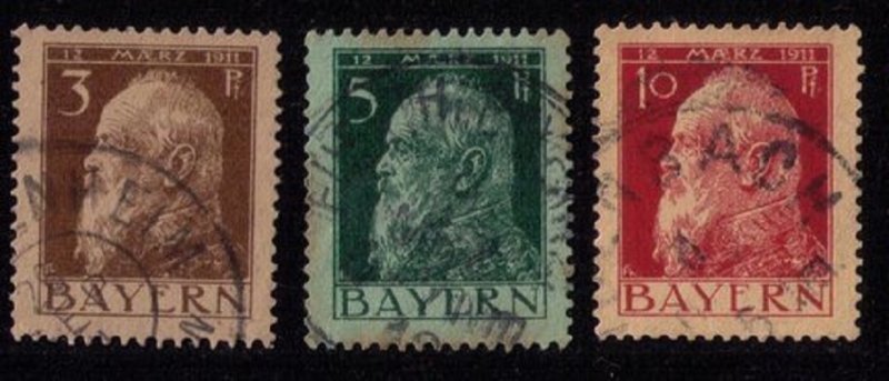 BAVARIA-Bayern-Scott #96-98 INCOMPLETE SET Of 3 USED Early German States F-V