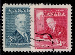 CANADA GVI SG434-435, 1951 prime ministers set, FINE USED.