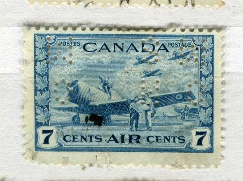 CANADA; 1942-48 early GVI issue Air OFFICIAL PERFIN issue fine used 7c. value