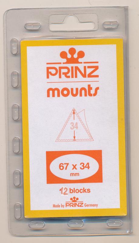 Prinz Scott Stamp Mount 67 x 34 CLEAR Background Pack of 12