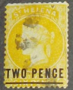 St. Helena 1864 Scott #13 Used Two Pence Overprint