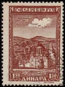 Serbia 2N33 - Used - 1.50d Ravanica Monastery (1942) (cv $6.60)