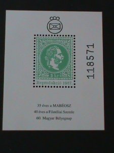 HUNGARY-1987-KING FRANZ  JOSEF I PROOF SHEET -MNH S/S VF 40TH STAMP SHOW-