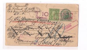 US 1c Jefferson PSC uprated 1c Franklin to Germany, taxed, many markings (bam)
