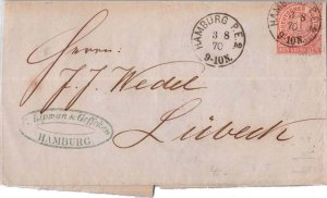 Germany North German Confederation 1gr Numeral 1870 Hamburg P. E. 2. Folded L...