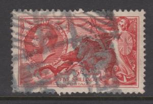 Great Britain 1934 5/- Carmine Seahorse Sc#223 Used