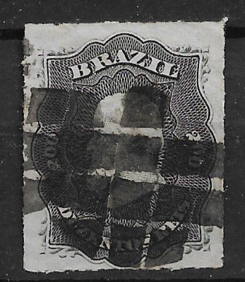 1866 Brazil 59 Emperor Dom Pedro 200r heavy cancel