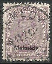 GERMAN, 1920, used 20c, MALMEDY ISSUE, Scott 1N48