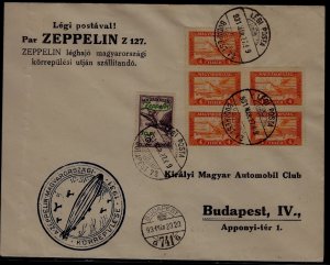 Hungary Zeppelin cover folded 27.3.31 Budapest