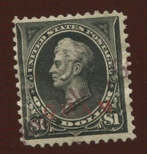 GUAM  12  Overprint Used Stamp  with Straight Line Cancel (Bx 2076)