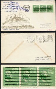 Bahamas USA 1c strip with SHIP MAIL NASSAU Postmark