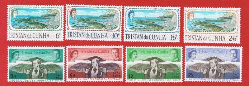 Tristan da Cunha #104-107 #109-112  MNH OG  2 sets 1967 Free S/H 