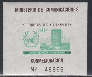 Colombia # 725, United Nations 15th Anniversary, Mint LH 1/3 Cat.