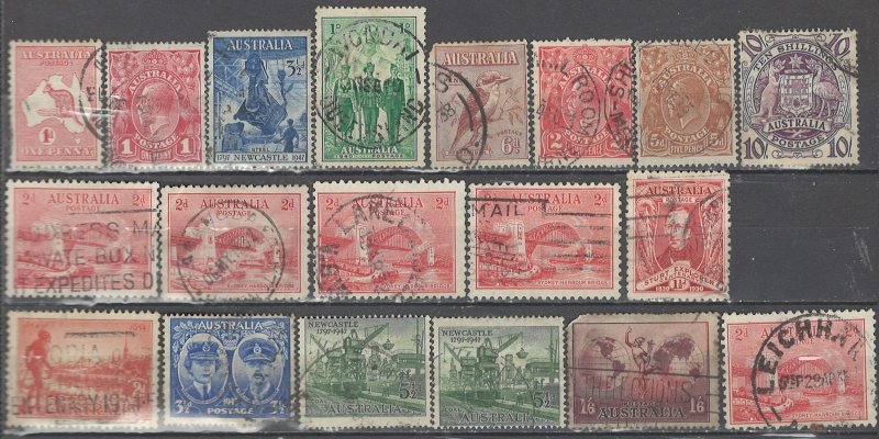 COLLECTION LOT # 2600  AUSTRALIA 18 STAMPS 1913+ CV+$31 (#C5  FAULTY) CLEARANCE