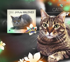 MALDIVES - 2014 - Cats - Perf Souv Sheet - Mint Never Hinged