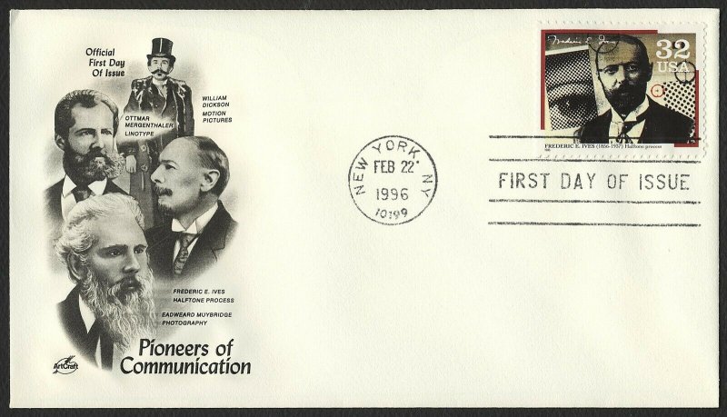 #3061-3064 32c Pioneers of Communication, Art Craft FDC **ANY 4=FREE SHIPPING**