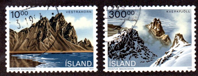 ICELAND 728, 737 USED SCV $3.80 BIN $1.50 LANDSCAPES