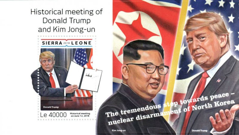 Sierra Leone Donald Trump Stamps 2018 MNH Kim Jong-un Famous People 1v S/S