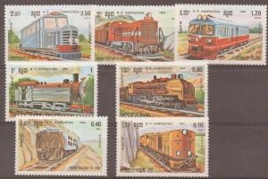 KAMPUCHEA SG542/8 1984 LOCOMOTIVES MNH