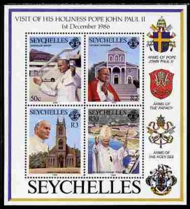 Seychelles 1986 Visit of Pope John Paul perf m/sheet unmo...