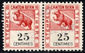 1934 Switzerland Revenue 25 Centimes Local General Tax Duty Used Canton Bern