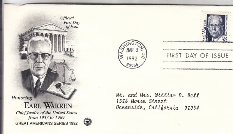 1992, Honoring Earl Warren, PSC, FDC (E10993)