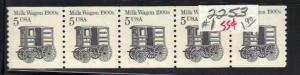 #2253 MNH strip of 5  #1  5c Milk Wagon 1987-88 