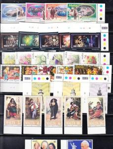 Malta Scott 1003 // 1051 Mint NH (7 complete sets) Catalog Value $40.35