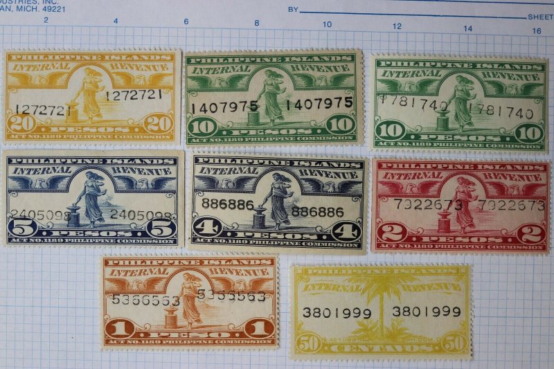 Philippines Revenue W630b 639b 640bC 642A 643A 644bC 644aA 645A type MH MNG lot