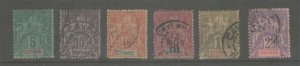 France Guiana 1892 Sc 36,37,45,47,49,50 FU