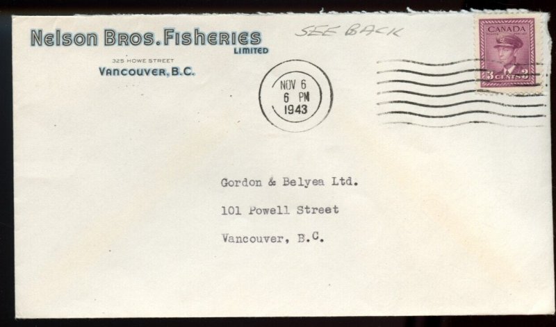 ?Nice colour trout over water on Blackout 1943 War Issue advertisi cover Canada