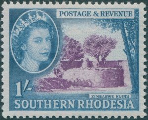 Southern Rhodesia 1953 1s reddish violet & light blue SG86 unused