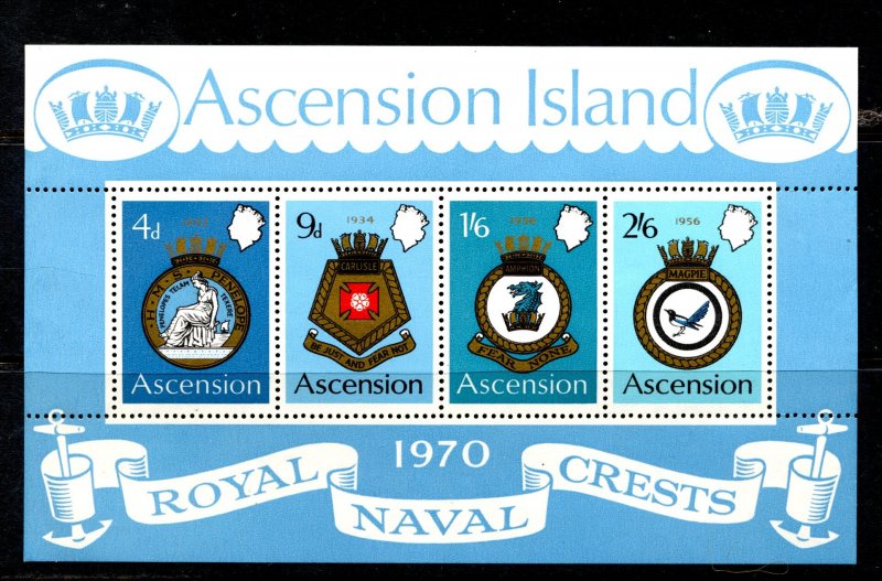 Ascension Stamp #134-137 MINT OG NH XF SOUVENIR SHEET - POST OFFICE FRESH