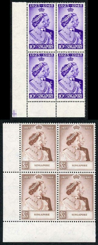 Singapore 1948 Royal Silver Wedding SG31/2 U/M (MNH) BLOCK OF 4