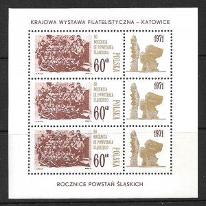 POLAND 1971 SILESIAN UPRISING Anniversary Souvenir Sheet Sc 1808a MNH