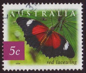 Australia 2004 Sc#2235 5c Red Lacewing Butterfly, Wildlife USED.