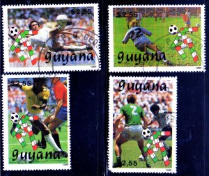 GUYANA #2220-2223  1989 WORLD CUP SOCCER   MINT  VF NH  O.G    CTO