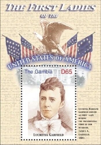 GAMBIA FIRST LADIES OF THE UNITED STATES - LUCRETIA GARFIELD S/S MNH
