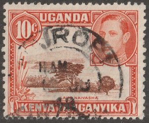 Kenya, Uganda,  stamp, scott#69, used, hinged, tree, 10 cents,