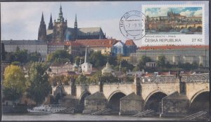 CZECHOSLOVAKIA Sc # 3684.1 FDC CHARLES BRIDGE in PRAGUE with HEBREW INSCRIPTION