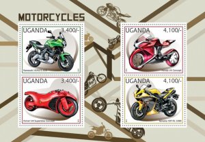 UGANDA - 2012 - Motorcycles - Perf 4v Sheet - Mint Never Hinged