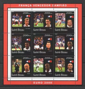 M1348 2001 Guinea-Bissau Football Stars France Winner Euro 2000 Zidane Kb Mnh
