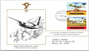 HISTORY OF AVIATION TOPICAL FIRST DAY COVER SERIES 1978 - TANZANIA 50c & 1 SHILL