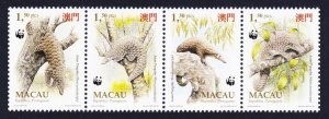 Macao Macau WWF Chinese Pangolin 4v Strip 1995 MNH SC#767-770 SG#880-883