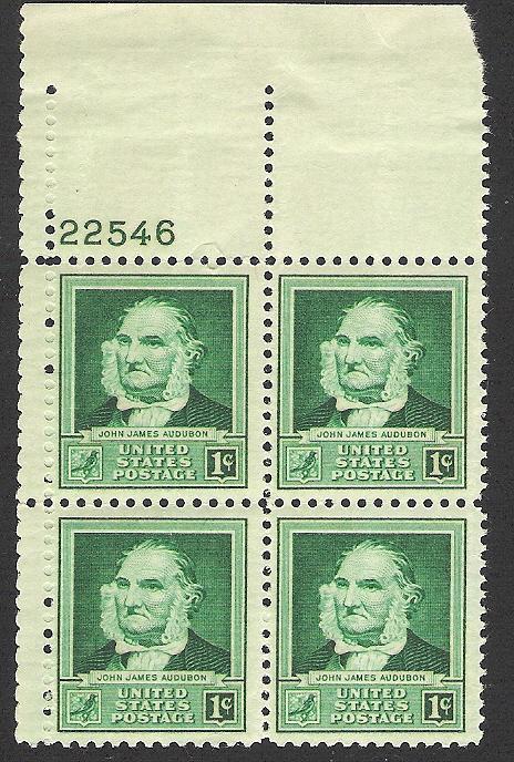 US Cat #874, Plate Block, MNH*